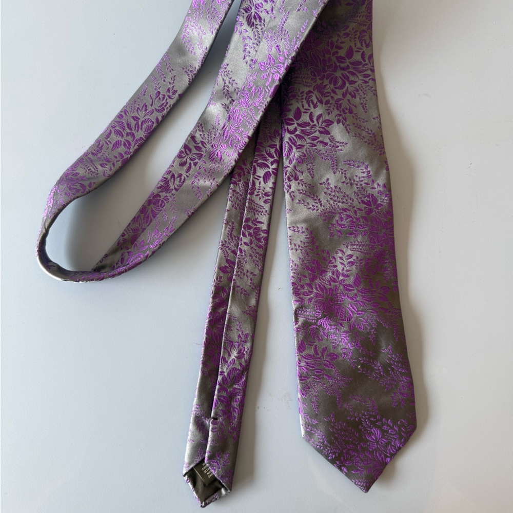 Duchamp Purple and Silver Silk Tie